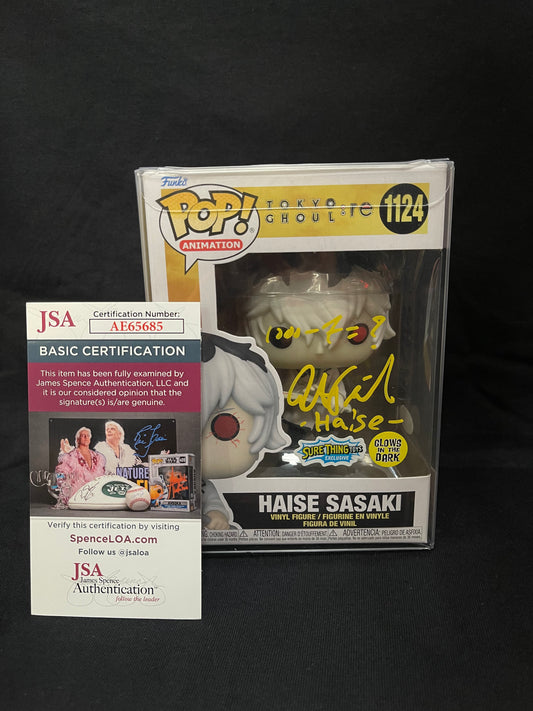 Funko Pop Tokyo Ghoul Haise Sasaki 1124 (Glow in the Dark) Autographed with Quote